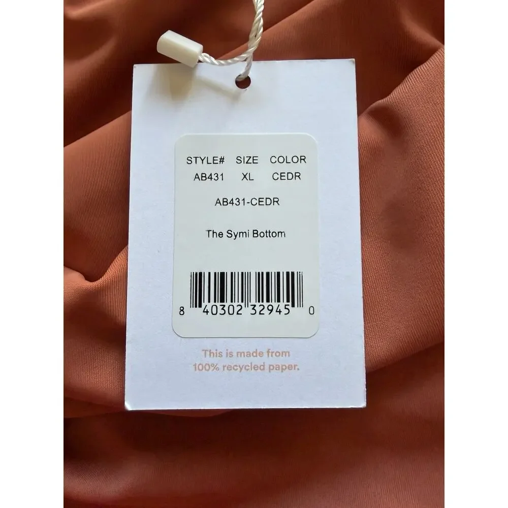 Andie NWT The Symi Sustainable High Leg Cut Low Rise Bikini Bottom Cedar XL